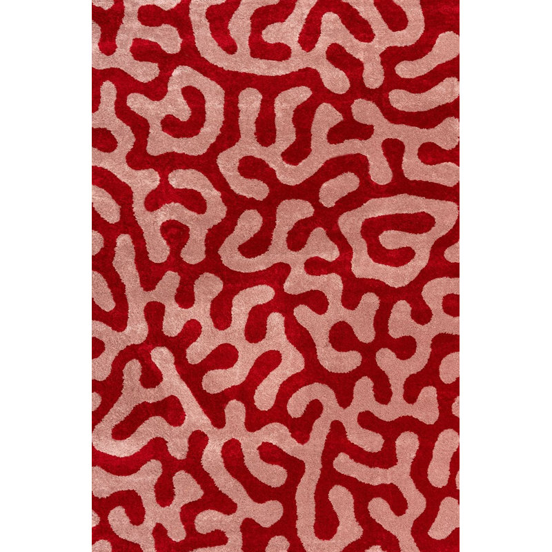 Joli Abstract Doodle Area Rug Soft Dense Pile for Living Rooms and Bedrooms, Red/Pink, Rectangle 160 x 230 cm