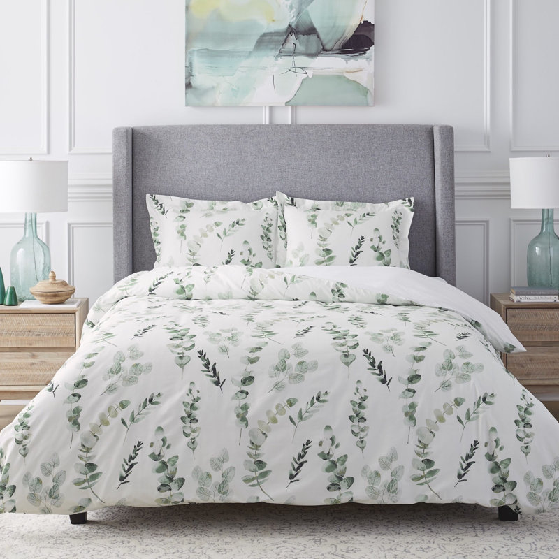 EUCALYPTUS Cotton Percale Floral Duvet Cover, Twin/Twin XL Duvet Cover + 1 Sham