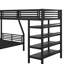 Lit superposé contemporain en métal en forme de L: lit simple superposé double avec lit mezzanine simple et quatre tablettes intégrées