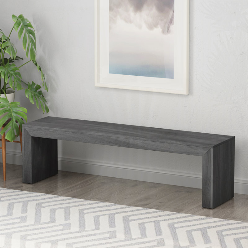 Banc en bois massif Oswisserie, H 18 po x l 63 po x P 15 po, Noir