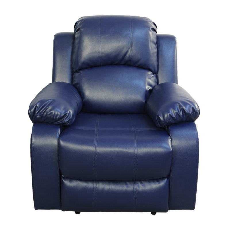 Ahart Vegan Leather Recliner, Navy Faux Leather