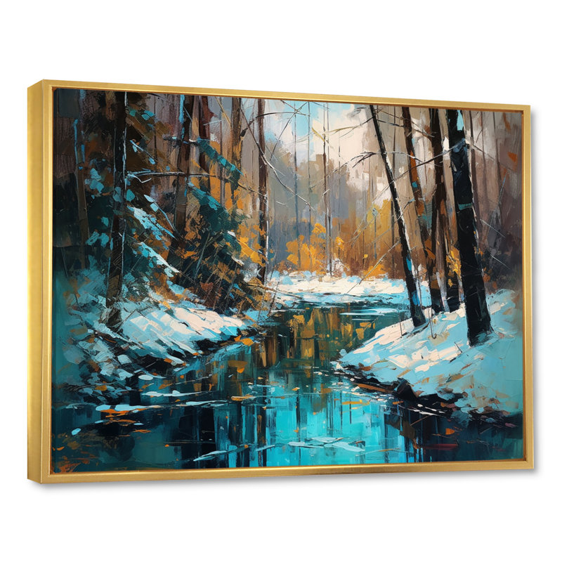 Wintery Forest II - Imprimé, H 12 po x l 20 po x P 1 po, Cadre flottant doré