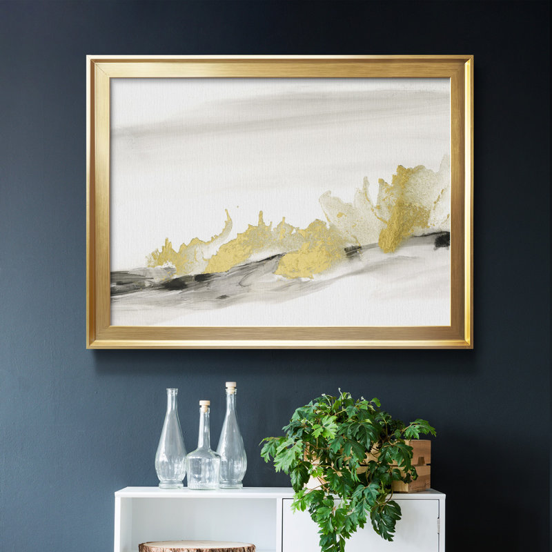 Toile encadrée de qualité supérieure dorée à l'horizon II - prête à être accrochée, Or, H 18,5 po x l 24,5 po x P 1 po