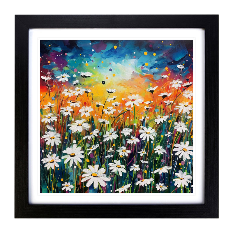 Daisy Color Field Painting No.2 - Framed Print, Black