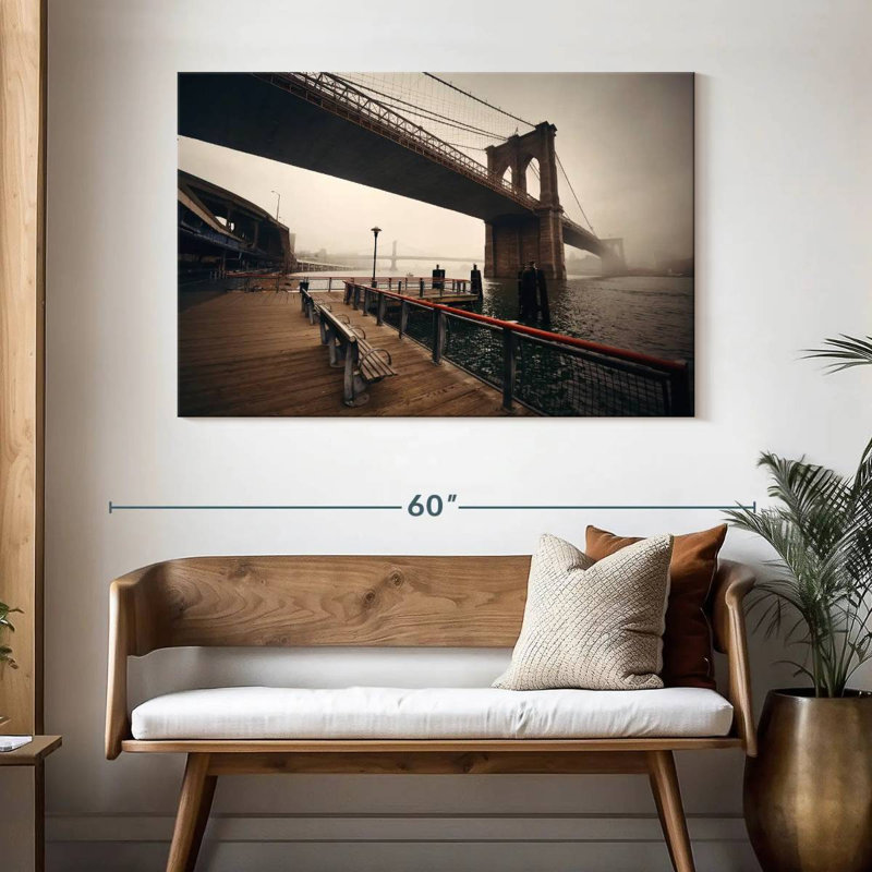 Lilie Foggy Brooklyn Bridge, 32" H x 48" W