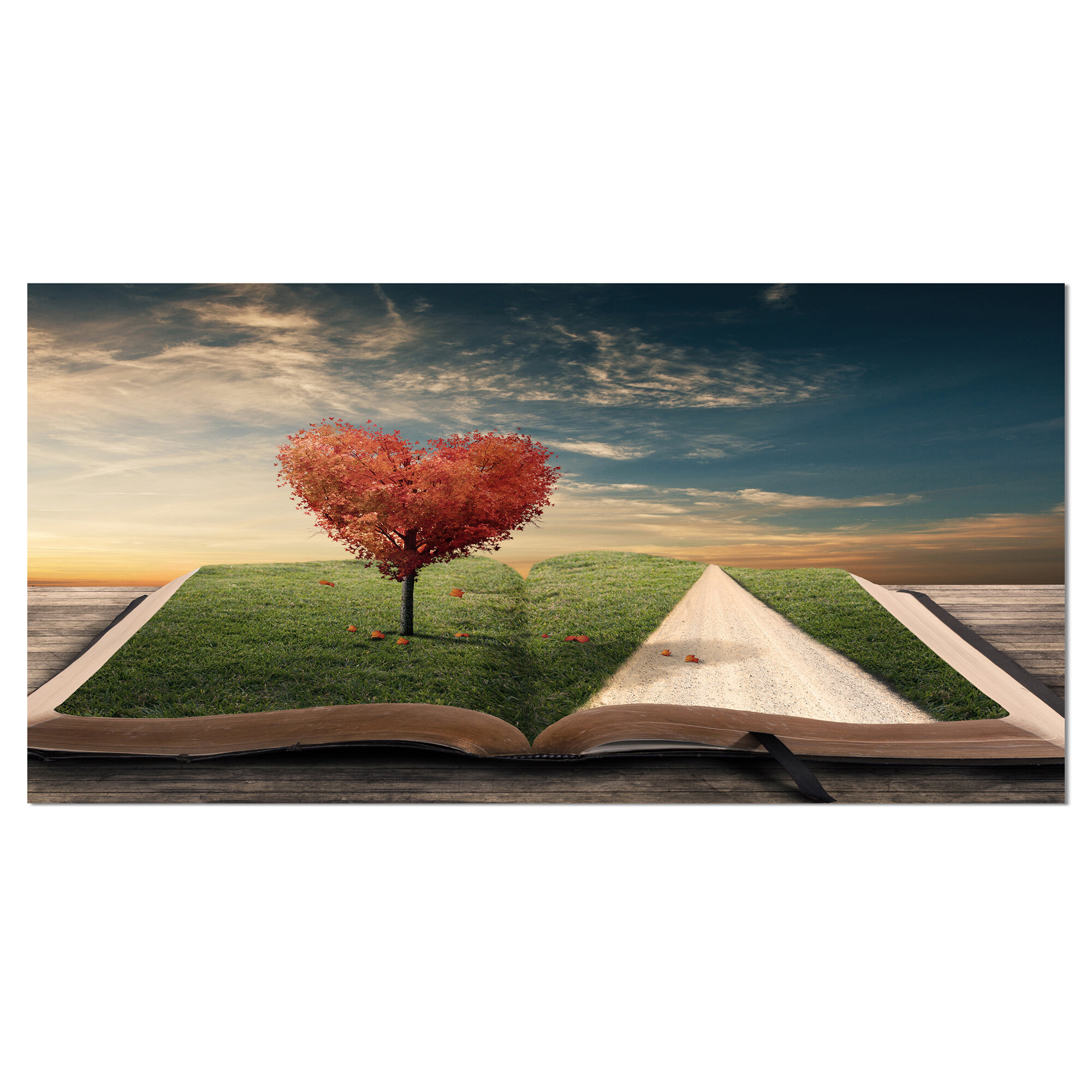 DesignArt Amazing Heart Tree And Book On Canvas Print | Wayfair