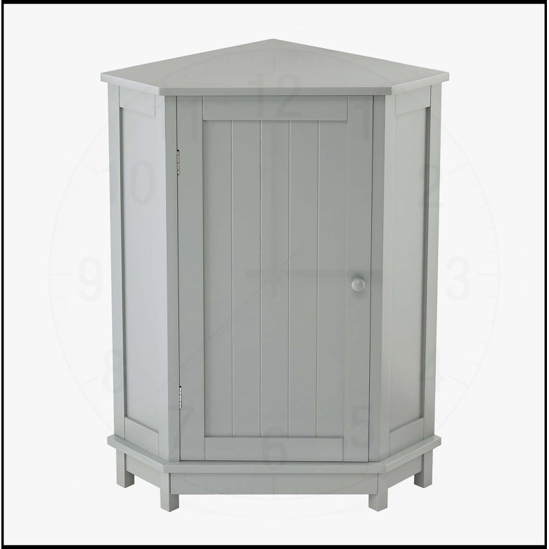 Armoire de salle de bain triangulaire polyvalente grise avec tablettes réglables pour un rangement optimal