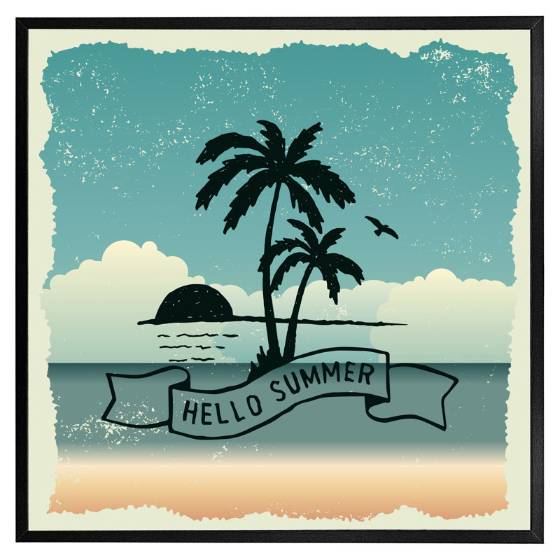 Cybil Hello Summer - Single Picture Frame Print, Black Framed, 51cm H x 51cm W x 4cm D