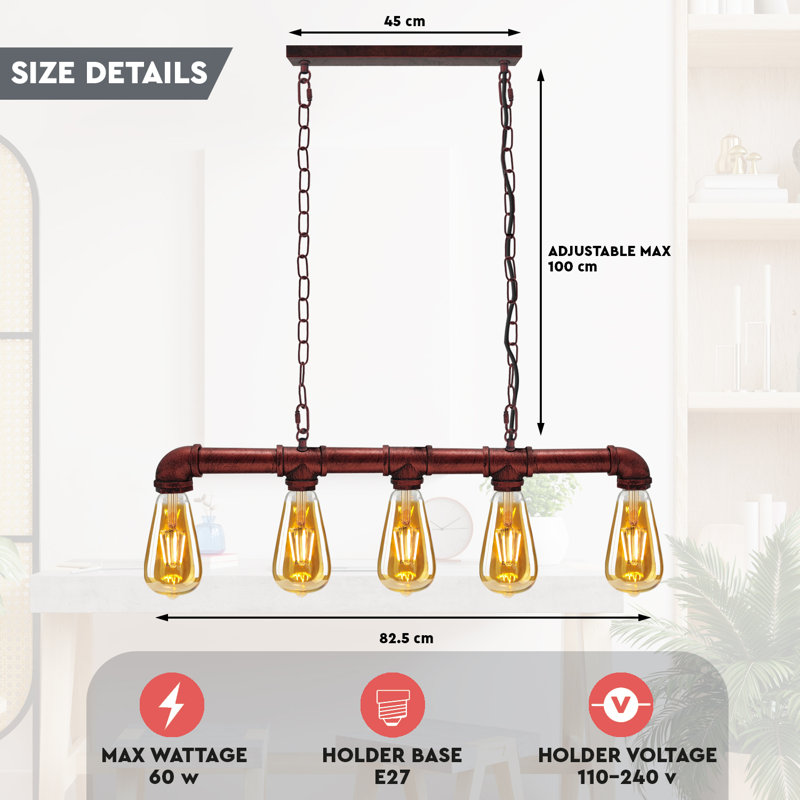 Kleinschmidt 5 - Light Kitchen Island Pendant, Rustic Red
