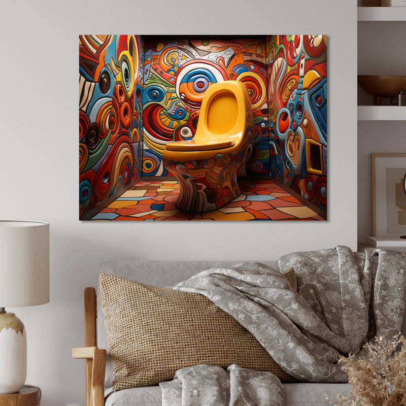 «Bathroom & Bathroom», reproduction d'art audacieuse en métal, H 34 po x l 44 po