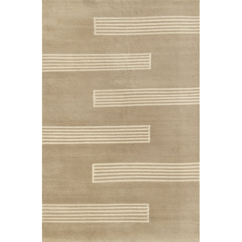 Bently Wool Striped Area Rug in Fawn/Beige, Rectangle 2' x 3'