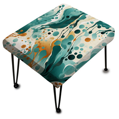 Emerald and Cream Ink Splash - Repose-pieds rectangulaire abstrait