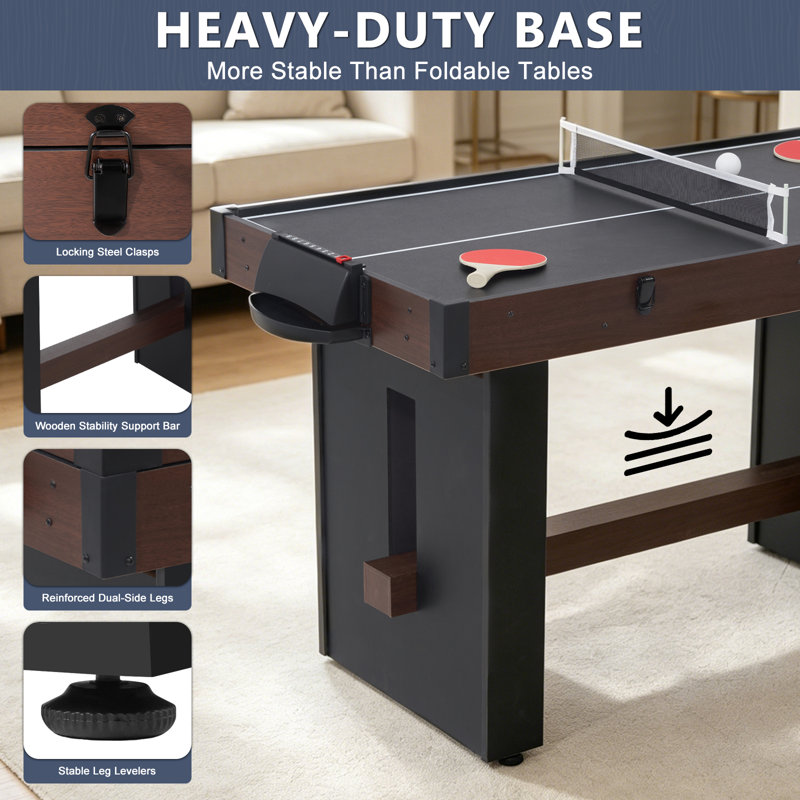 54″ 4‑in‑1 Multi‑game Table – Foosball, Air Hockey, Ping Pong & Poker Table For Home