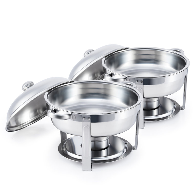 Stainless Steel 5 Quarts Round Chafing Dish Set with Lids