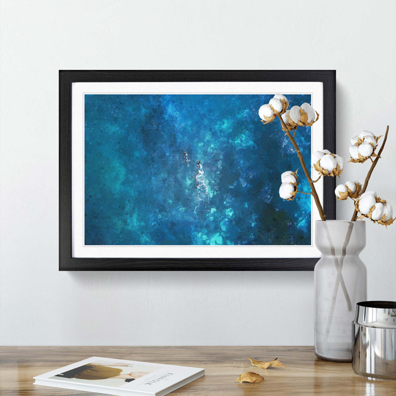 Two Swimmers Swimming - Picture Frame Graphic Art Print, Black Framed, 36cm H x 48cm W x 2cm D