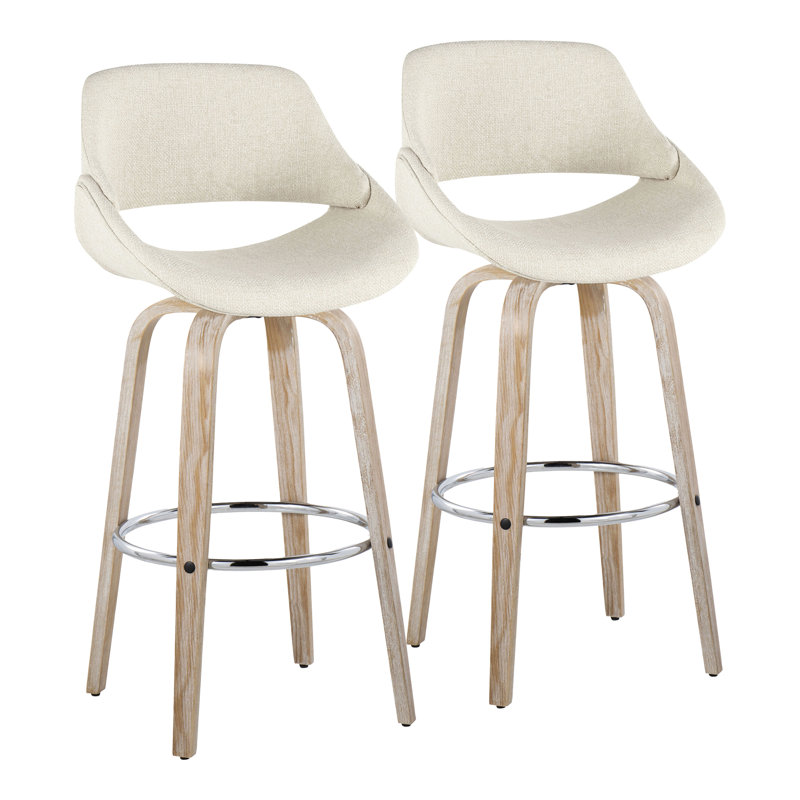 Tabouret de bar pivotant de 26 po Arabelle, Blanchi/Chrome, Cream, Bar Stool (30" Seat Height)