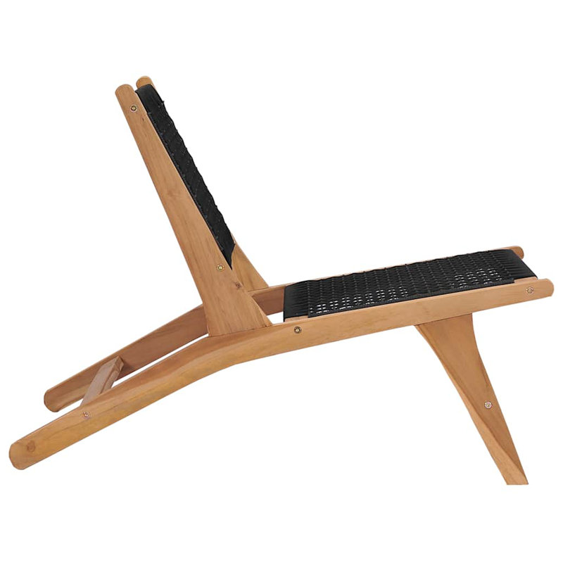 Chaise longue d'extérieur en bois de teck sablé noir