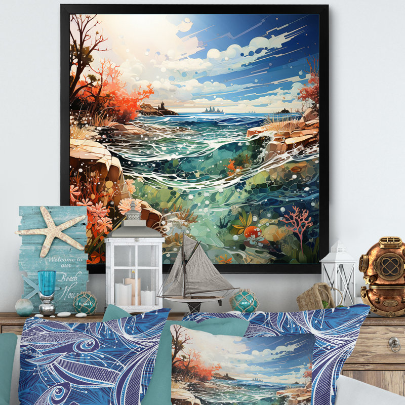 Beach Surf And Turf II - Beach Wall Art Prints, H 24 po x l 24 po x P 1 po, Cadre simple noir