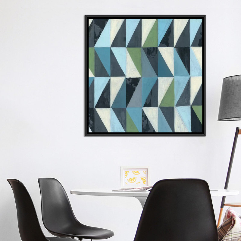 « geometric iii », reproduction sur toile, H 26 po x l 26 po x P 1,5 po, Toile avec cadre noir, Pas de tapis