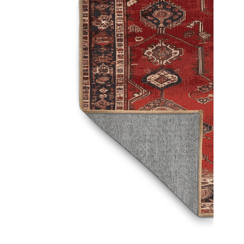 Tapis brun lavable à la machine, Rond 3 pi
