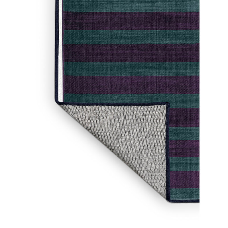 Tapis mauve à rayures horizontales lavable à la machine, Rectangle 7 pi x 9 pi