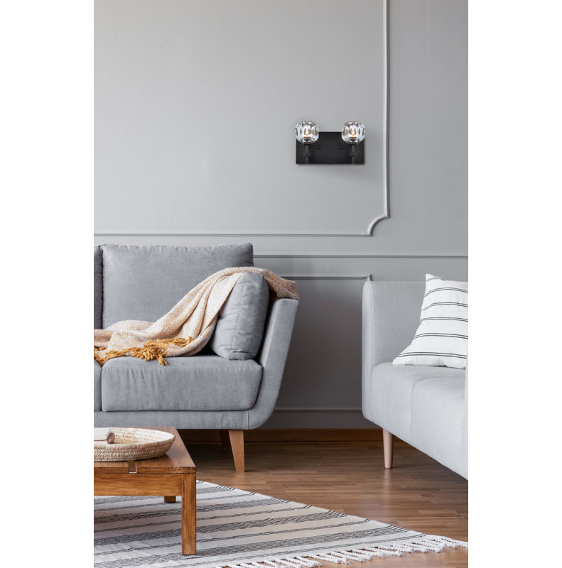 Applique murale en fer Kington, 2, Noir, H 6 po x l 11 po x P 6 po