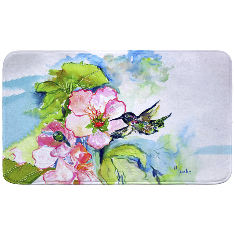 Tapis de bain colibri et hibiscus, Simple - L 18 po x l 30 po