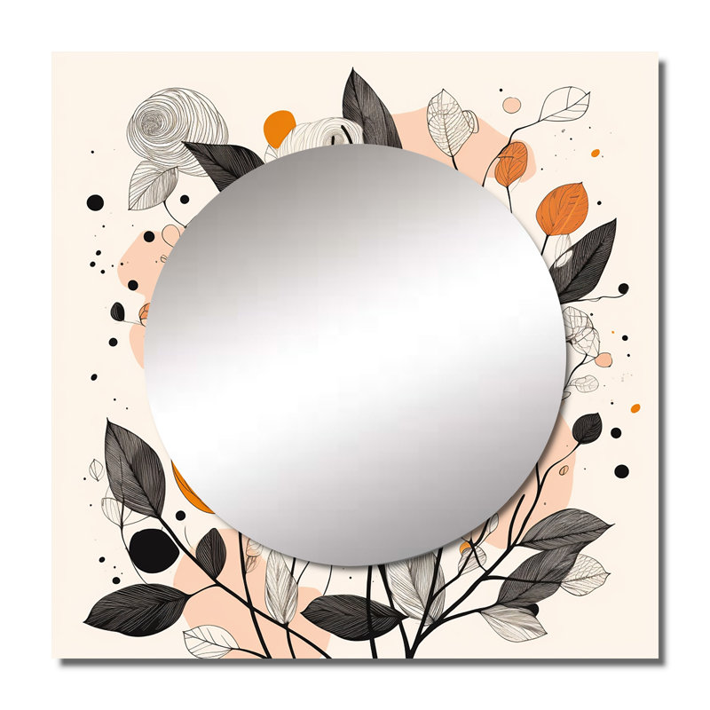 Mirssa - Miroir carré abstrait pour botanique, 23 po x 23 po