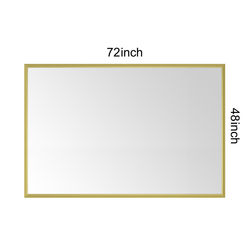 Miroir de salle de bain 72 x 48 po avec cadre en aluminium (miroir inclus seulement), 48 po x 72 po