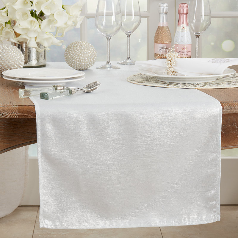 Silver Shimmering Polyester Table Runner, 18" x 54"
