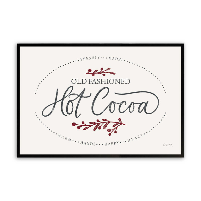 Impression de signe «Hot Cocoa», H 25 po x l 37 po x P 1,25 po, Cadre photo noir satiné