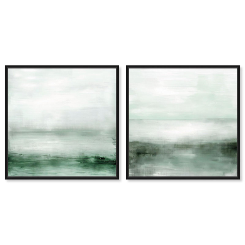 Mirrored Glow Set Canvas Set of 2 Abstract Art Sets by , Cadre flottant noir, H 12 po x l 12 po