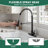 Pre-Rinse Spring Kitchen Faucet with Sprayer, Dual Spray Mode Commercial Kitchen Sink Faucets, Single Handle 304 Stainless Steel, Includes Deck Plate, Fits 1-Hole or 3-Hole Sinks, Black-122877578