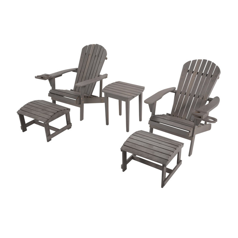 Castanea Pine Outdoor Adirondack Set, Gray