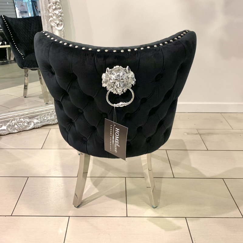 Tufted Upholstered Velvet Full Back Dining Chair, Black