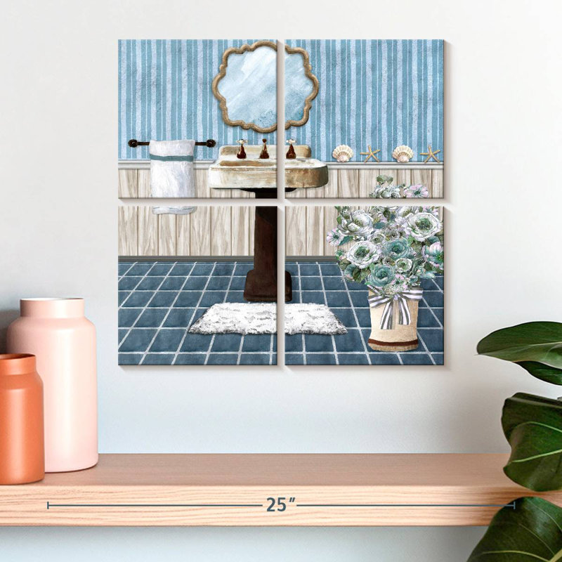 Senne Teal Sink Revisit, 18" H x 18" W