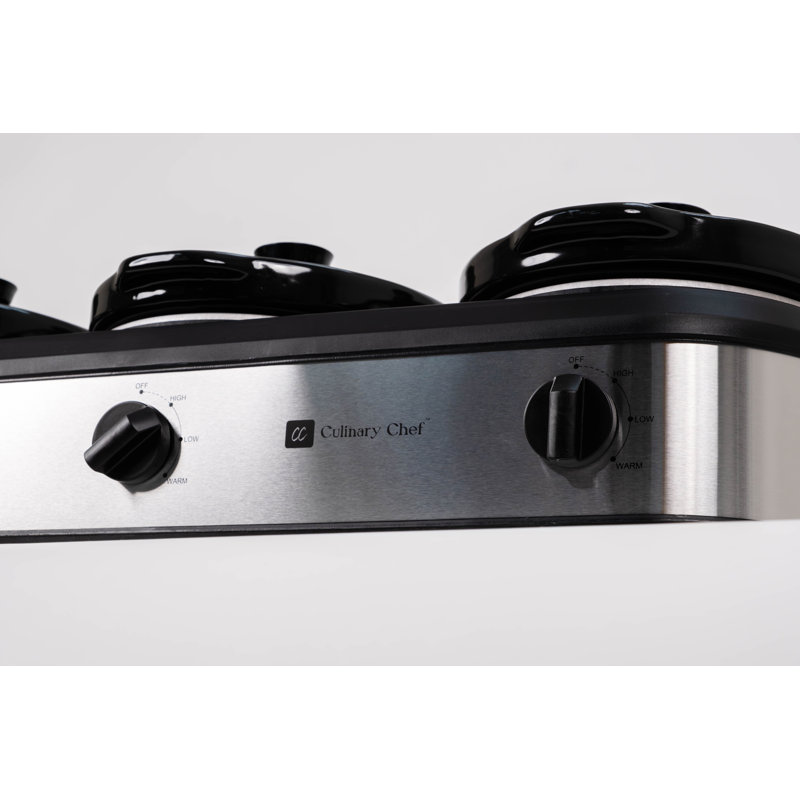 Culinary Chef, 3 x 2.5 Qt. Triple Slow Cooker, Stainless Steel