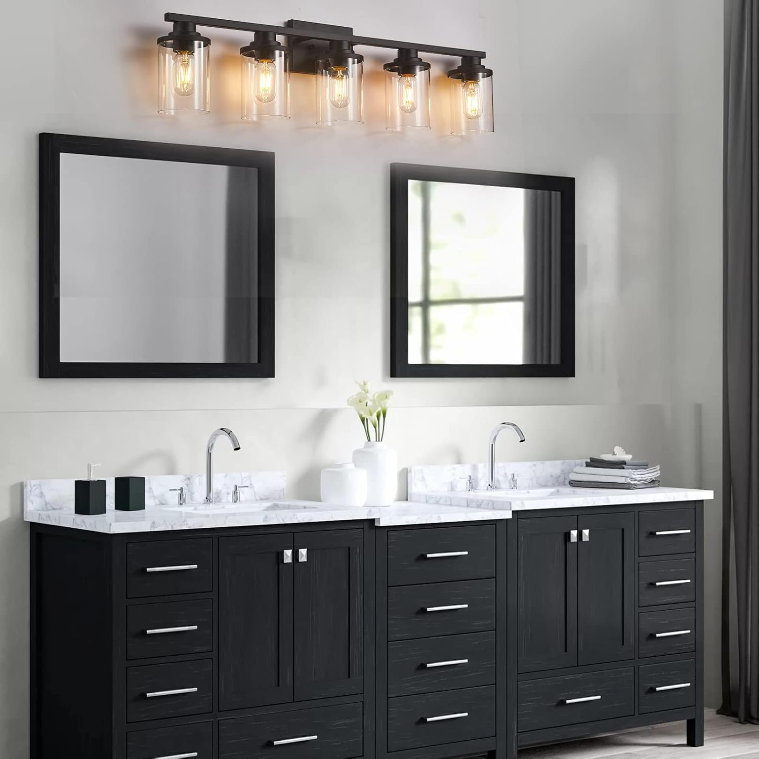 Breakwater Bay Abygayle Bathroom Vanity Lights with Clear Glass Shade ...