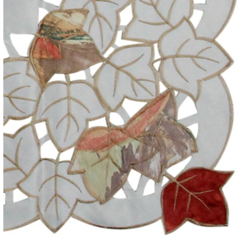 34" Fall Harvest Embroidered Leaf Square Placemat