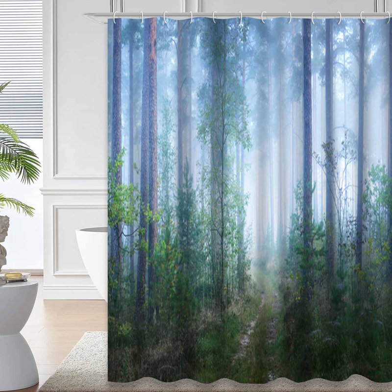 Rideau de douche Road Foggy Sunrise Forest, L 72 po x l 78 po