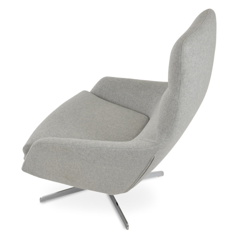 Fauteuil pivotant BRC 4 étoiles en laine, Laine argentée, Chrome chrome