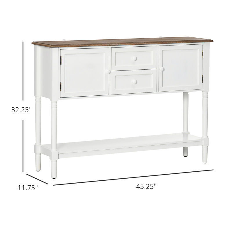 Console Table With Drawers, Vintage Entryway Table With 2 Drawers, Cabinets And Bottom Shelf, Retro Sofa Table For Living Room, Bedroom