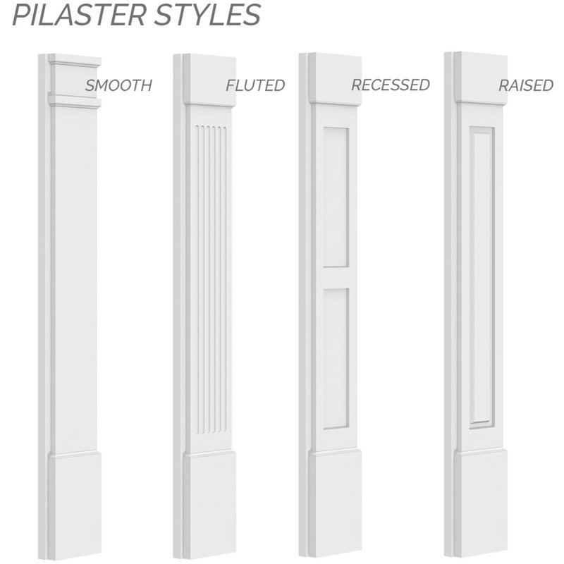 Fluted PVC Pilaster (Pair), 5", 82", Decorative Capital & Base