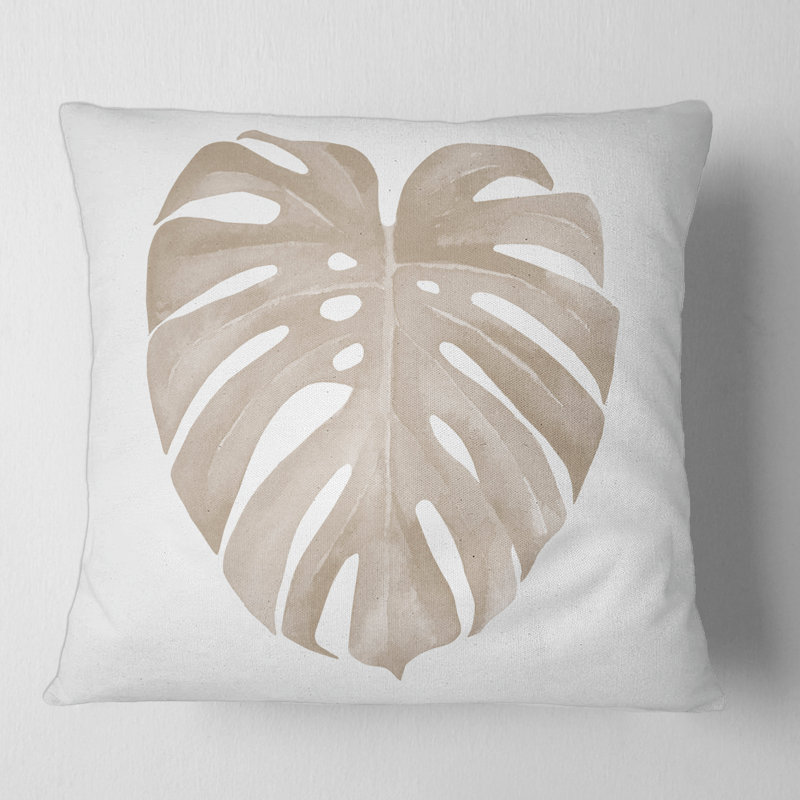Coussin décoratif ivoire pastel Monstera, 18" x 18"