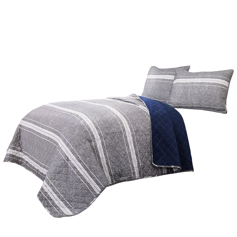 Marlton Stripe 3 Piece Quilt Set, Queen Quilt + 2 Shams