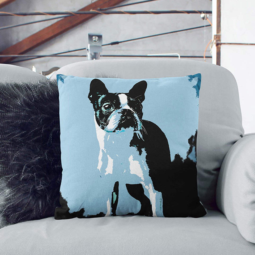 Boston Terrier Dog in Abstract Cushion with Filling