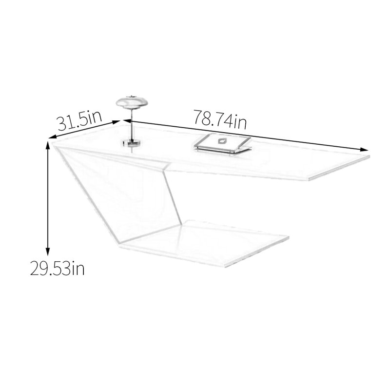 Bureau créatif laqué blanc, H 29,53 po x l 78,74 po x P 31,5 po