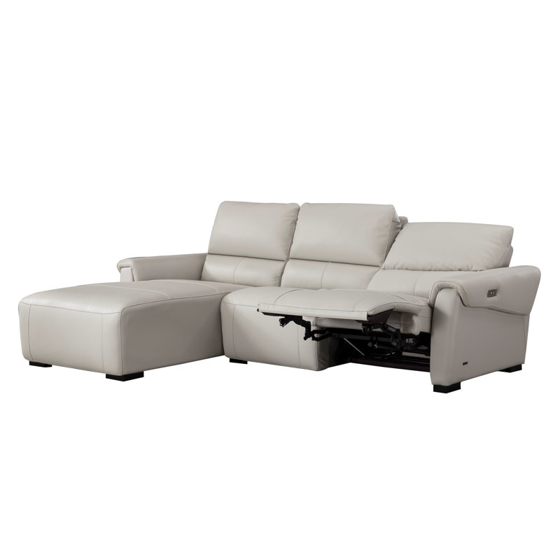 Minnich Upholstered Power Reclining L-Shaped Sectional, Left Hand Facing, Smoke