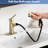 Brushed Gold Deck-Mounted Bathroom Faucet - Pull Out , Single Handle, Pop-Up Drain Stopper Tap Modern Square Design With And-124241883