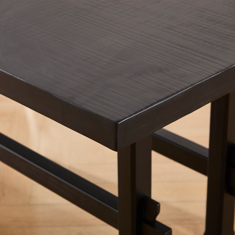 Ensemble de table de salle à manger en bois massif rustique avec chaise et banc, 7 pièces : table, 6 chaises